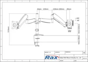Dual monitor arm drawing