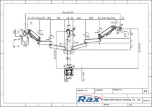 Triple Monitor Arm drawing