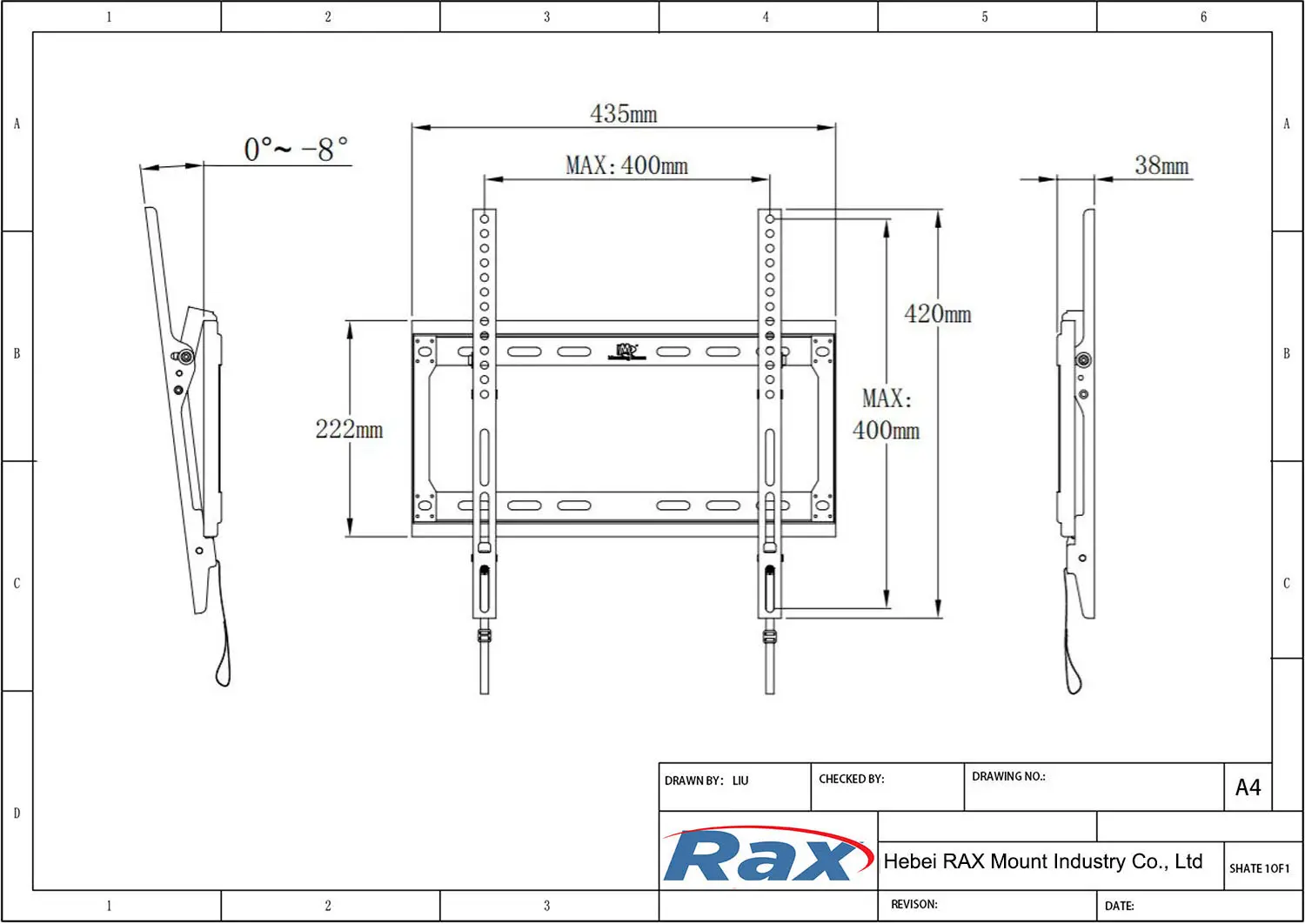Tilt TV Wall Mount Drawing